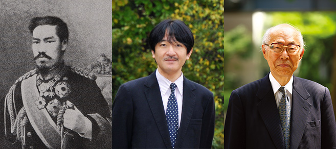 明治天皇 / 総裁 : 秋篠宮皇嗣殿下 / 会長 : 有馬朗人