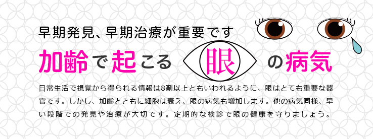 早期発見、早期治療が重要です 加齢で起こる眼の病気