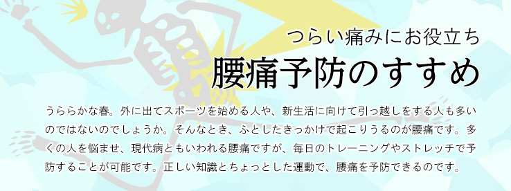 つらい痛みにお役立ち 腰痛予防のすすめ