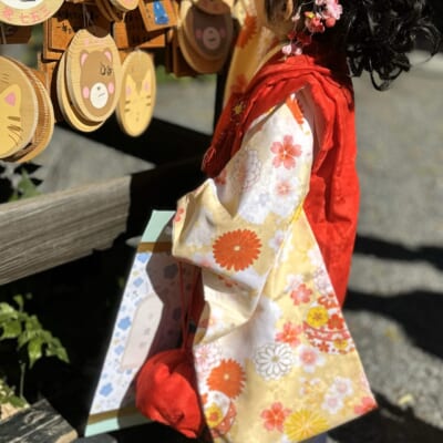 着物姿で七五三の参拝