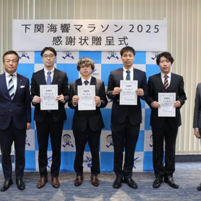 マラソン大会で救命活動市長から感謝状授与